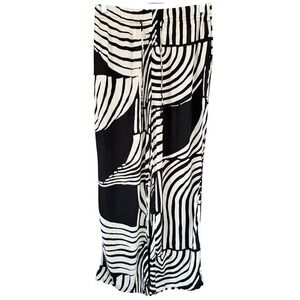 A1 H&M Wide Leg Lounge Pants Abstract Print Elastic Waist Casual Size S‎